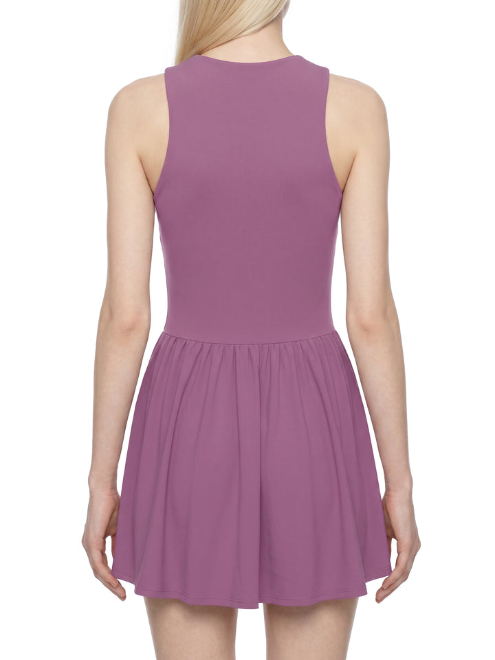 Women’s one piece Ruched Sleeveless Full-Zip Dress
