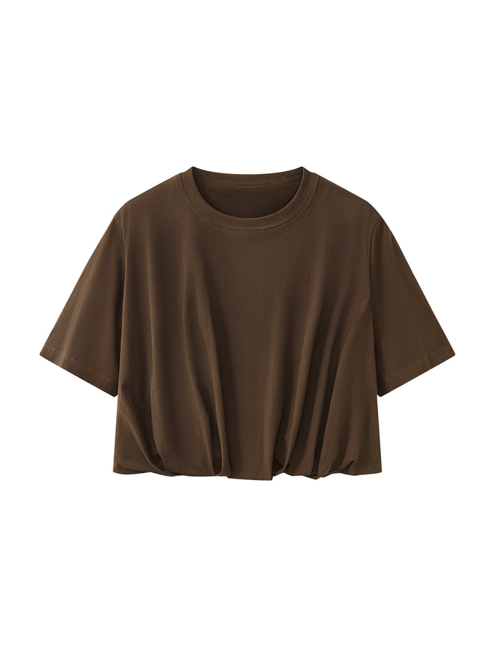 Women’s t shirts Crop Bubble Hem T-Shirt