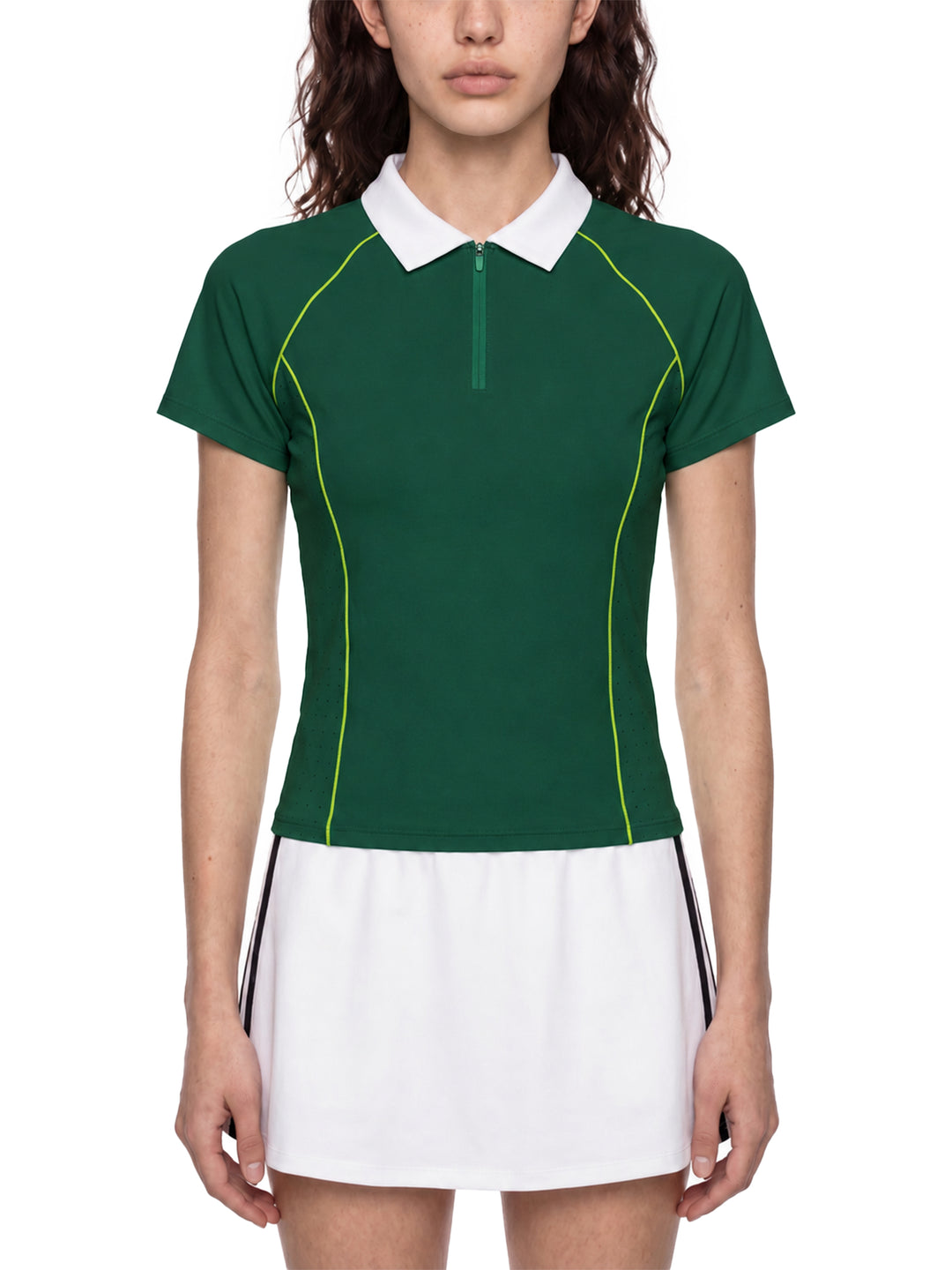 Women’s gym wear Slim Fit Quarter-Zip Polo Shirt