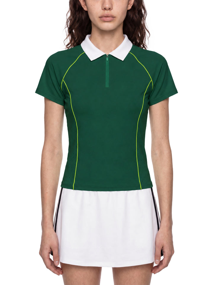 Women’s gym wear Slim Fit Quarter-Zip Polo Shirt