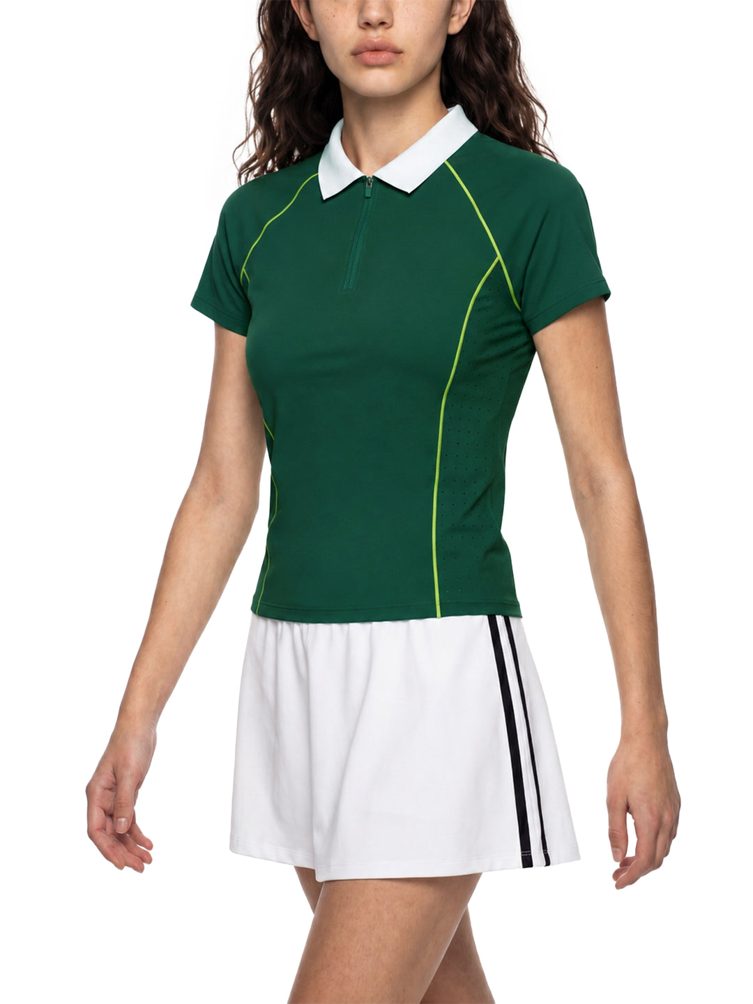 Women’s gym wear Slim Fit Quarter-Zip Polo Shirt