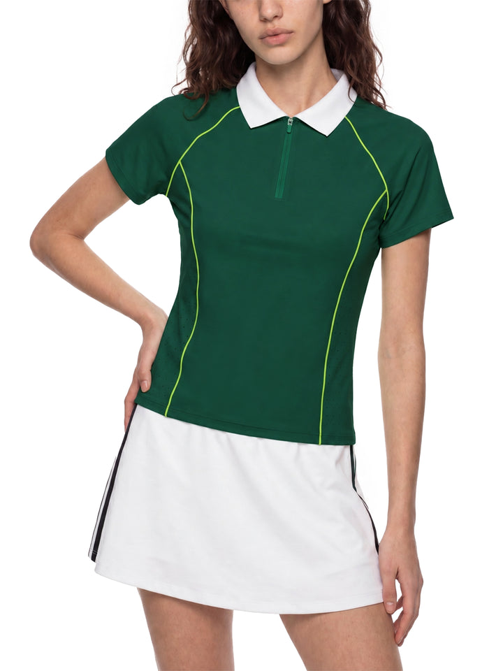 Women’s gym wear Slim Fit Quarter-Zip Polo Shirt