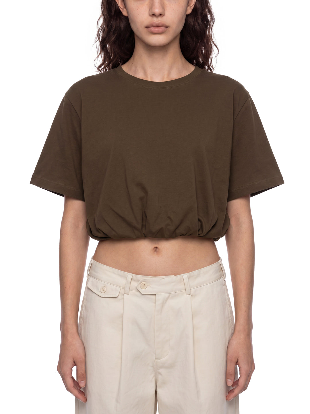 Women’s t shirts Crop Bubble Hem T-Shirt