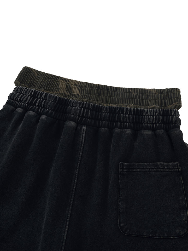 WOMEN PENT Vintage Wash Distressed Wide Leg Shorts