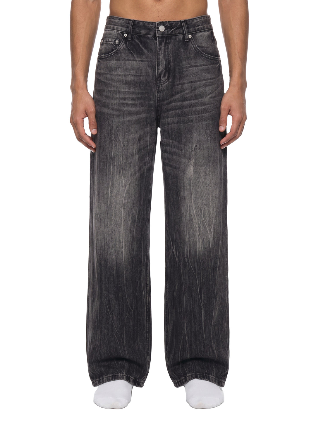 Men’s Vintage Wash Wide Leg Jeans