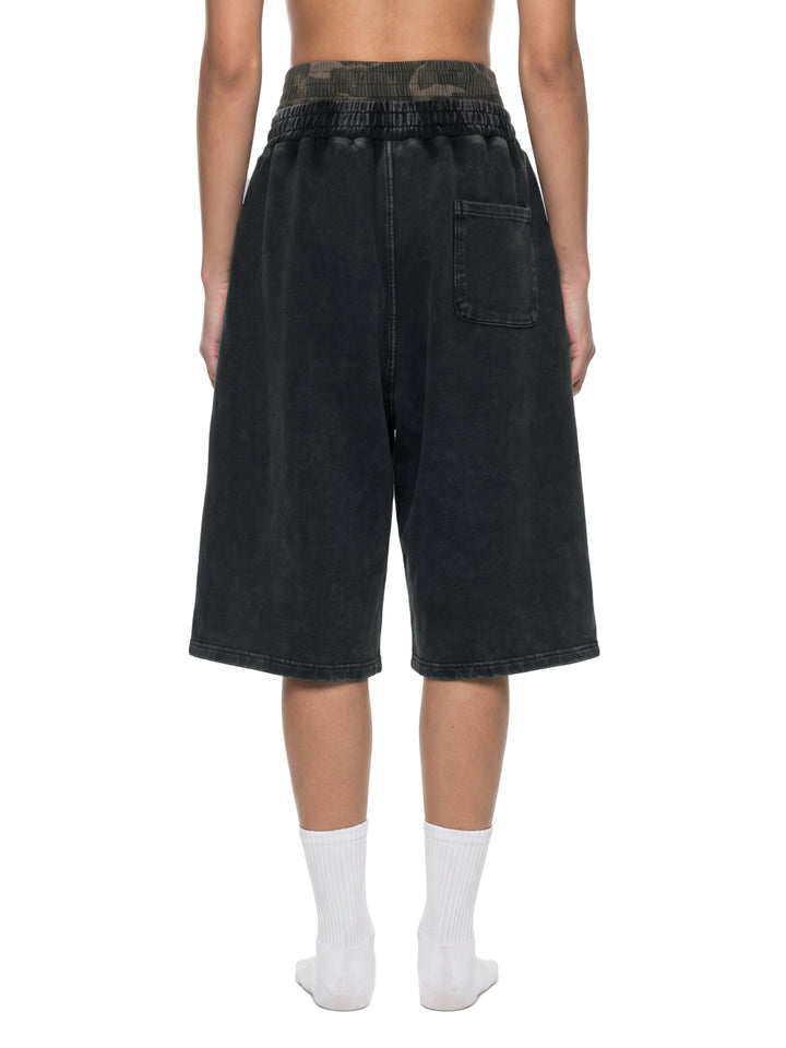 WOMEN PENT Vintage Wash Distressed Wide Leg Shorts