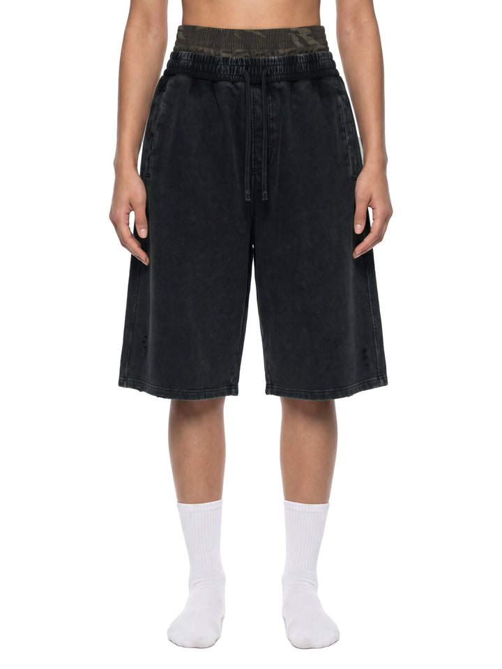 WOMEN PENT Vintage Wash Distressed Wide Leg Shorts