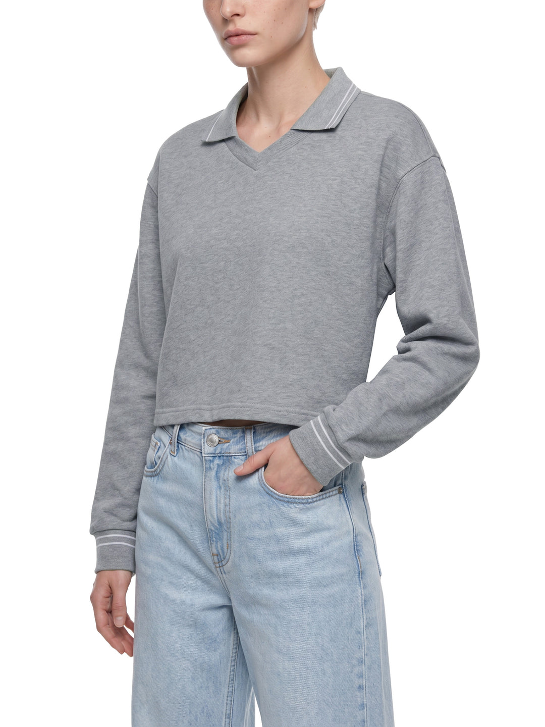 Women’s  hoddies Crop Collared Sweatshirt