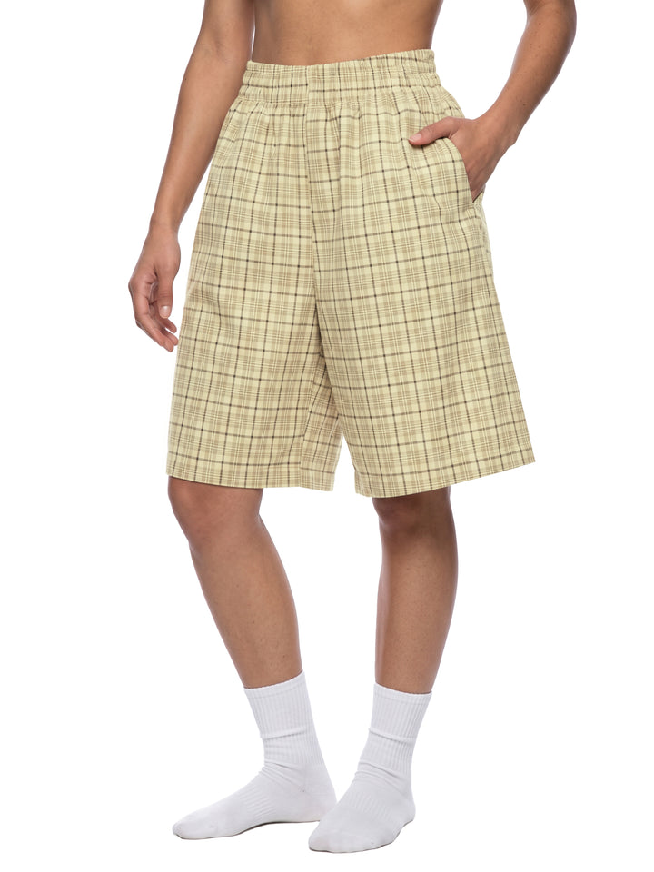 WOMEN PENT Plaid Wide Leg Shorts