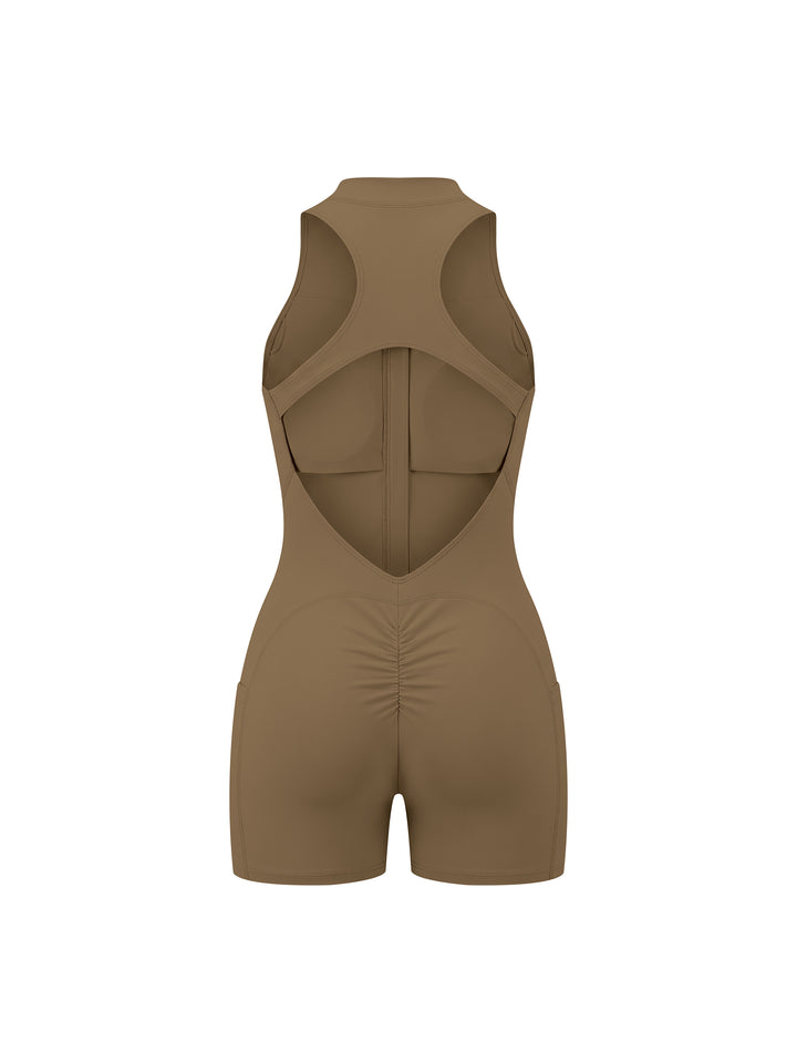 Women’s gym wear Quarter-Zip Yoga Romper