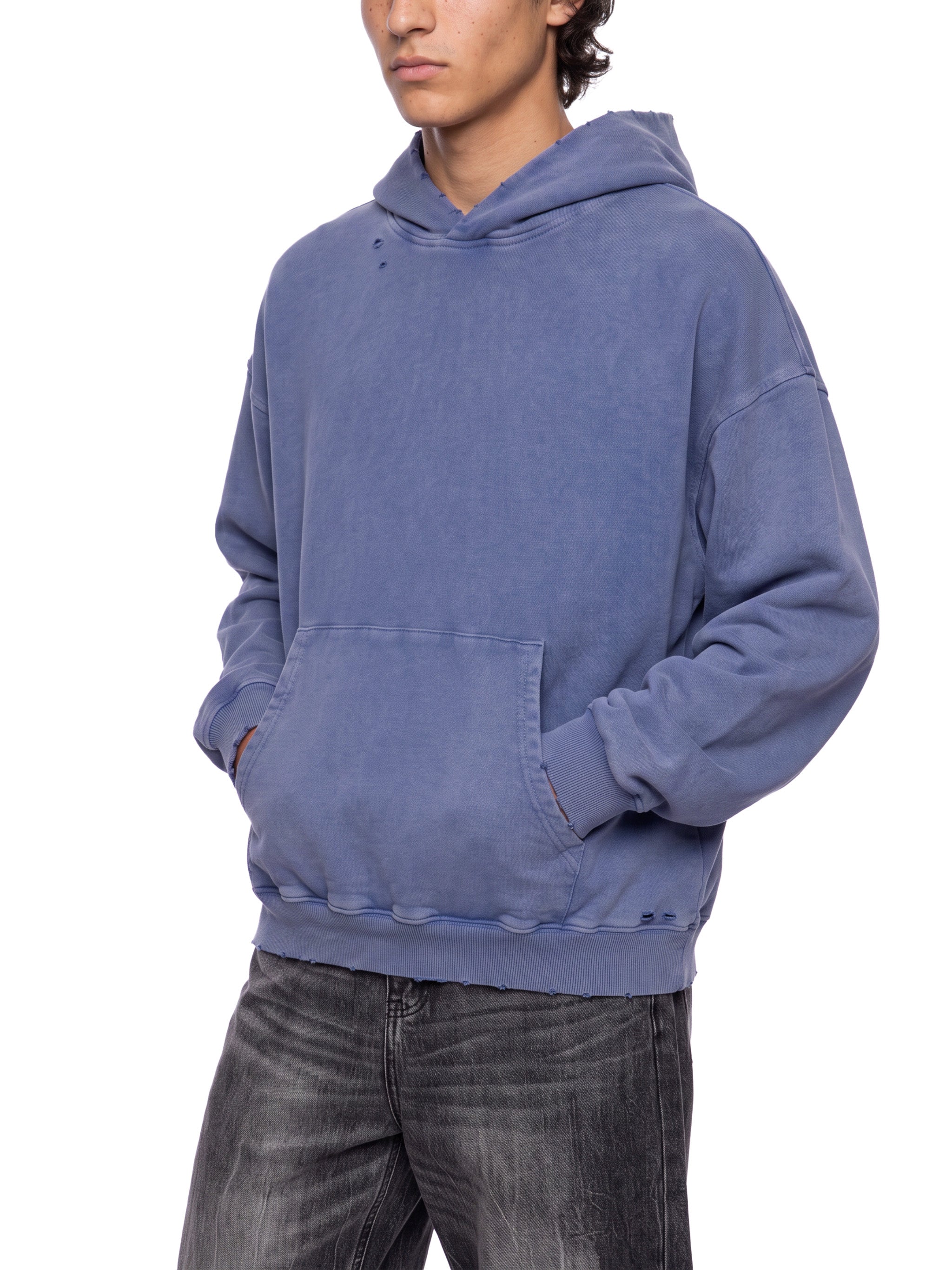 Unisex Mineral Wash Distressed Hoodie