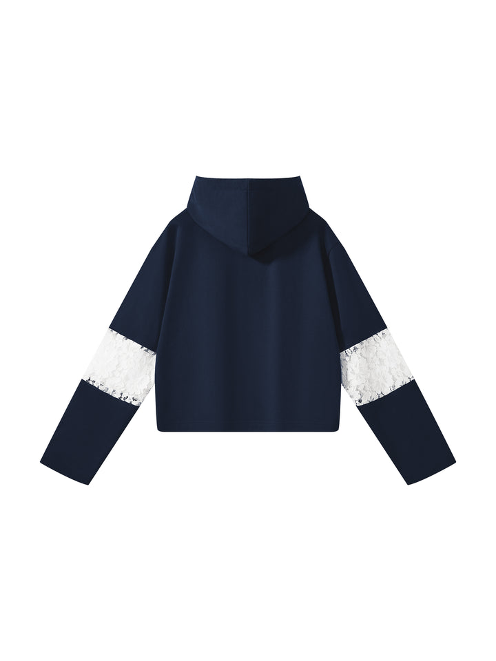 Women’s HODDIES Cropped Lace-Panel Hoodie