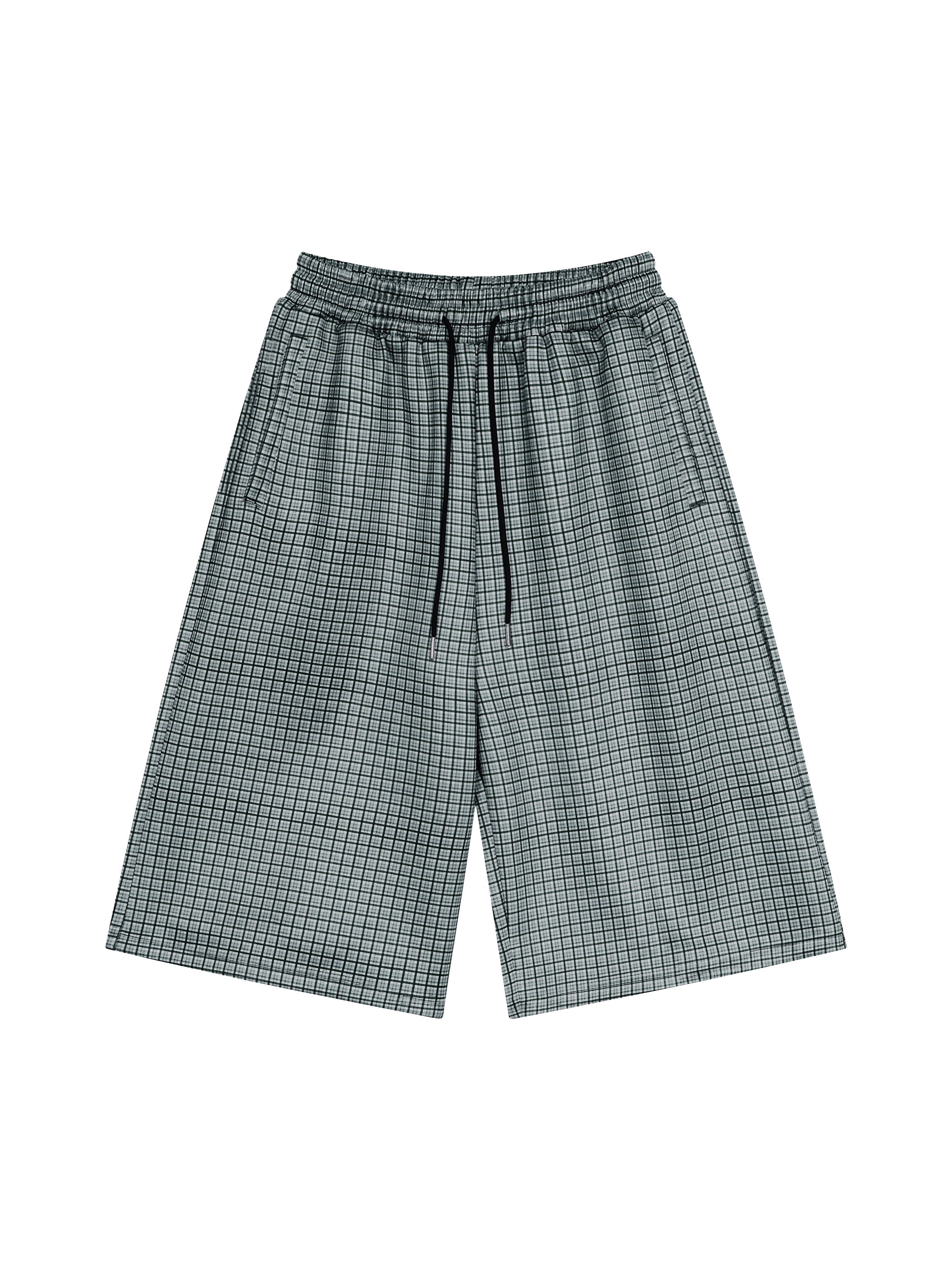Unisex Plaid Drawstring Shorts