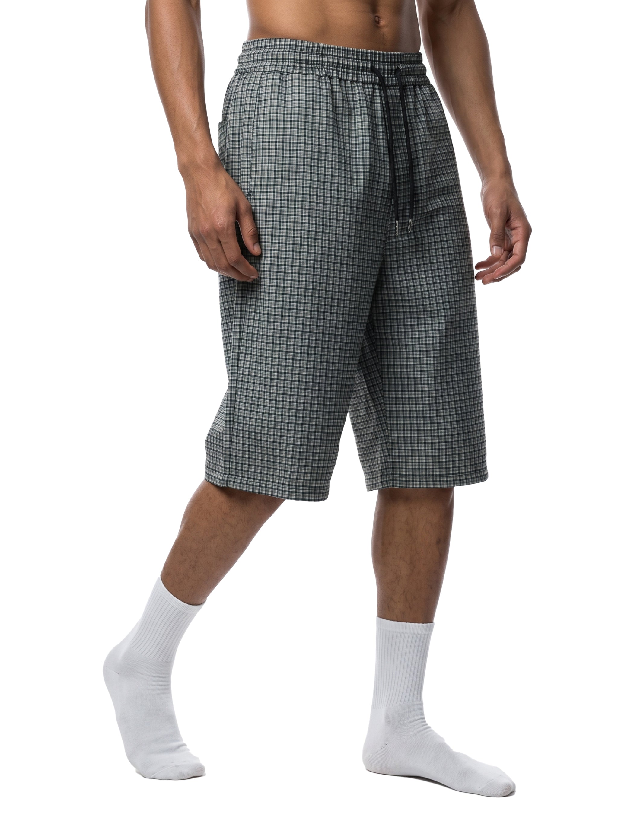 Unisex Plaid Drawstring Shorts
