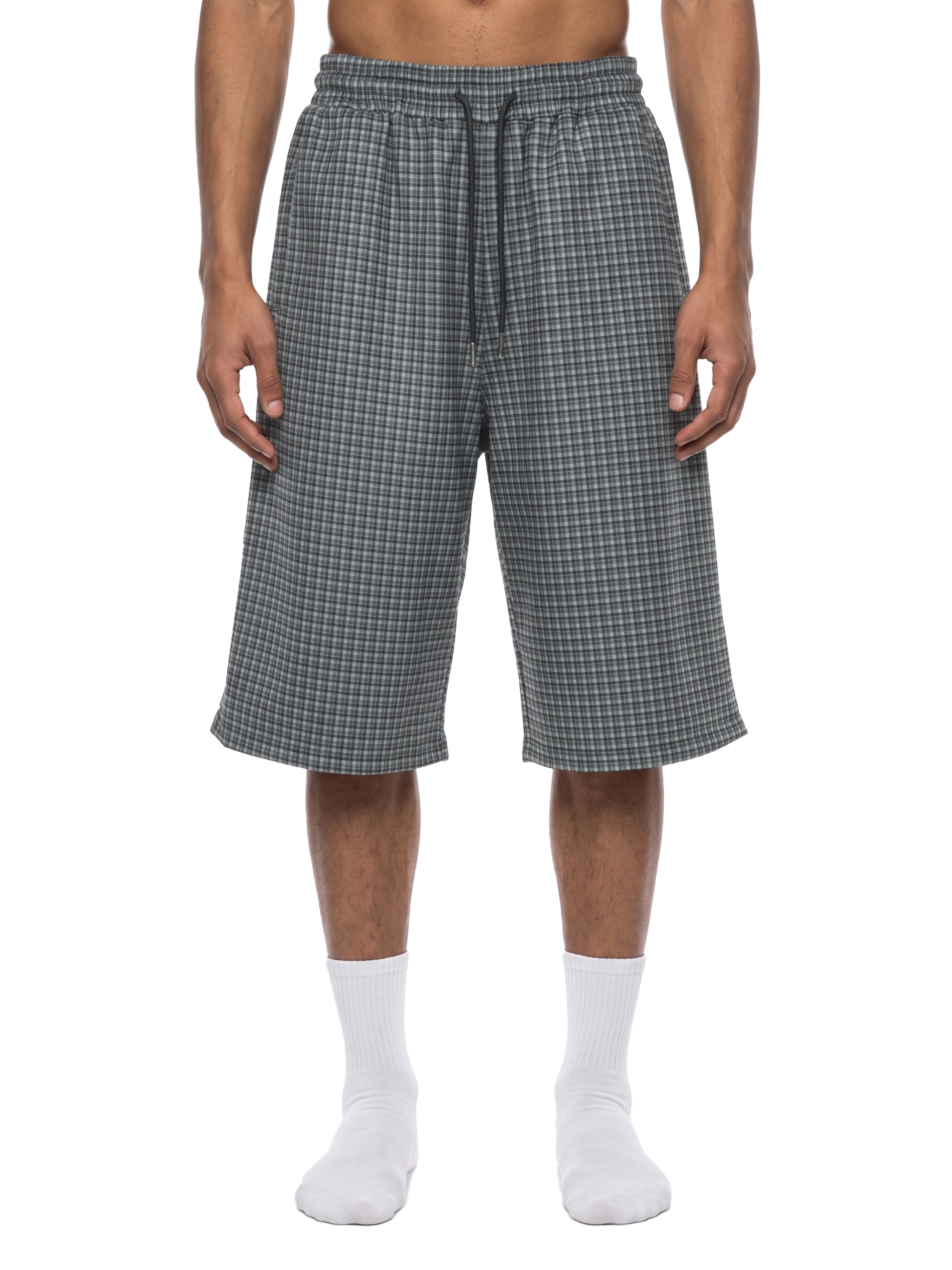 Unisex Plaid Drawstring Shorts