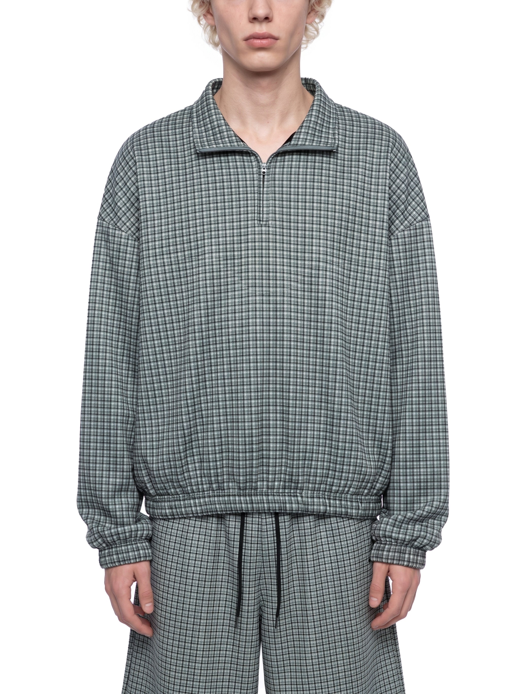 Unisex Plaid Quarter-Zip Sweatshirt