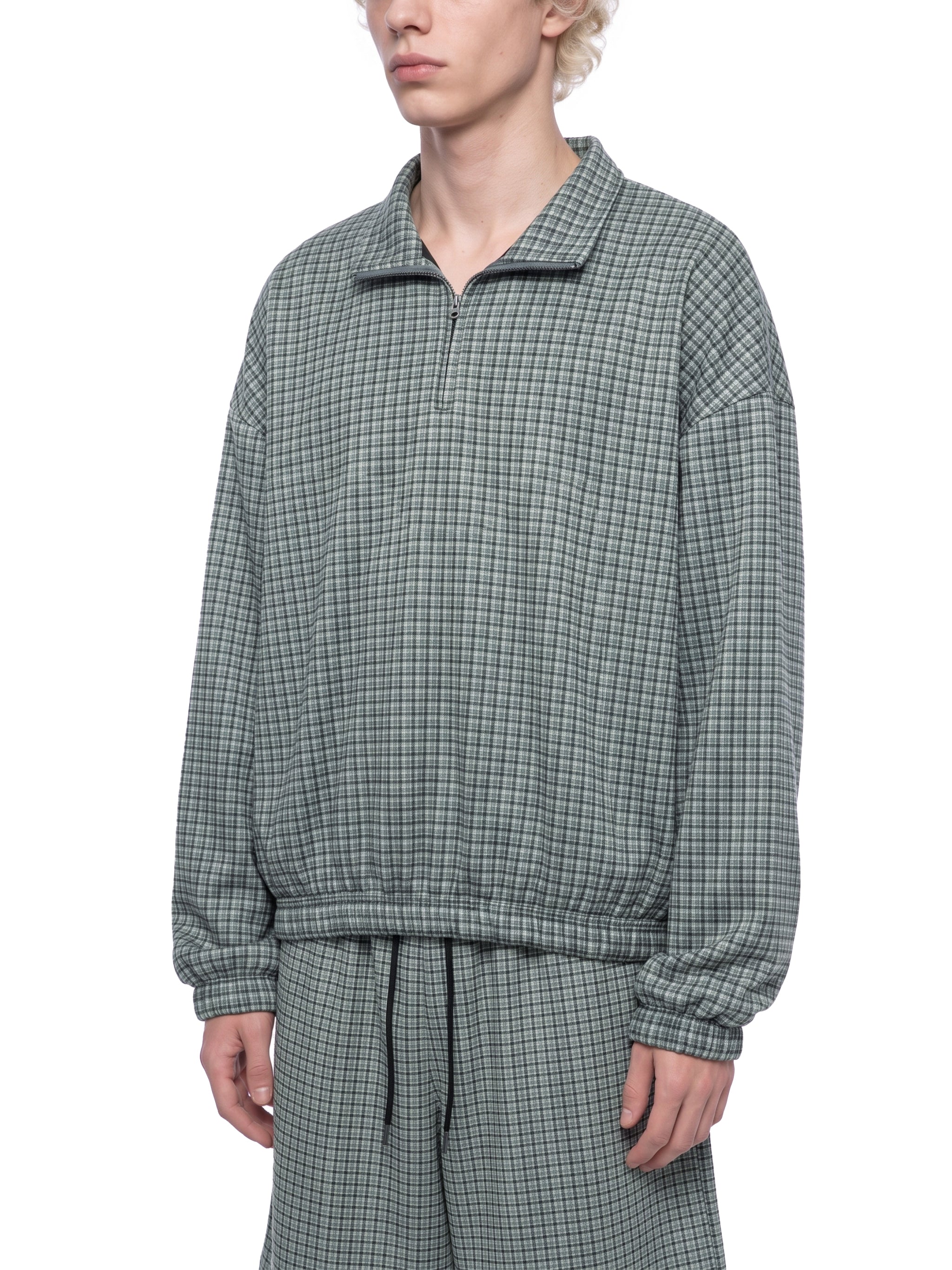 Unisex Plaid Quarter-Zip Sweatshirt