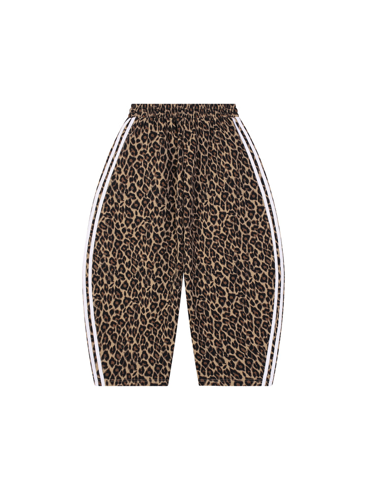 men brand Leopard Barrel Leg Sweatpants