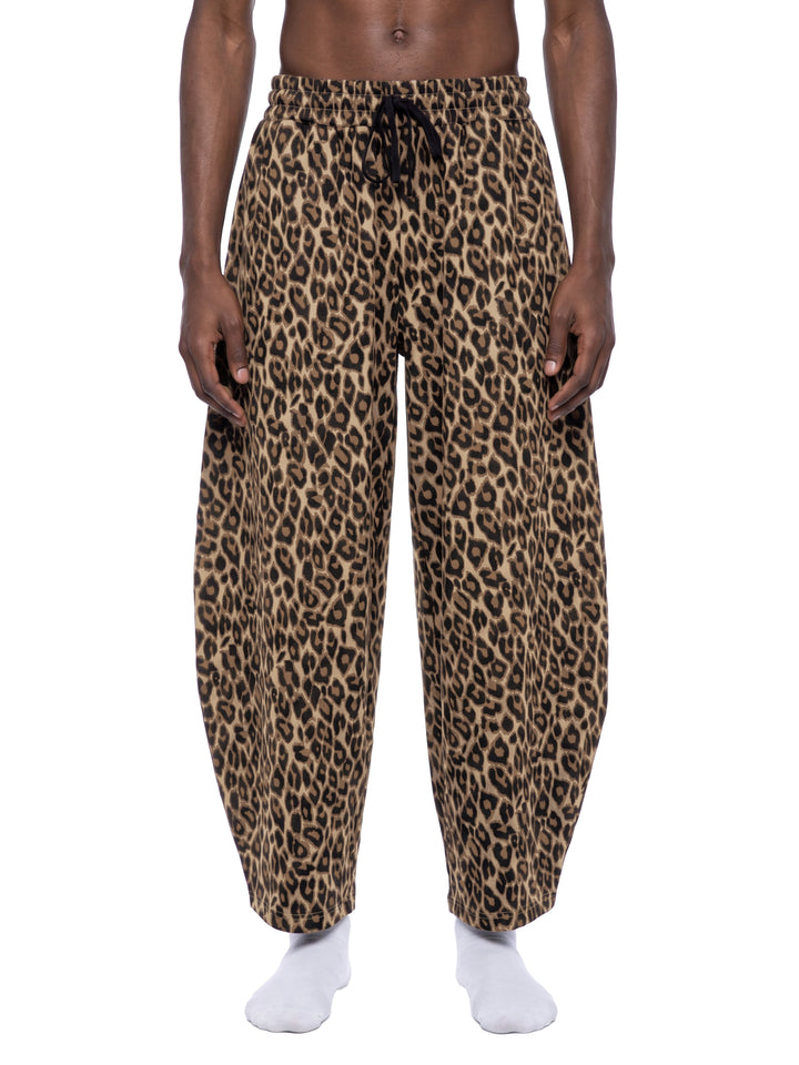 men brand Leopard Barrel Leg Sweatpants