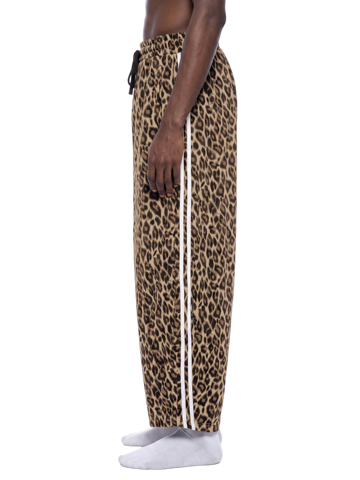 men brand Leopard Barrel Leg Sweatpants