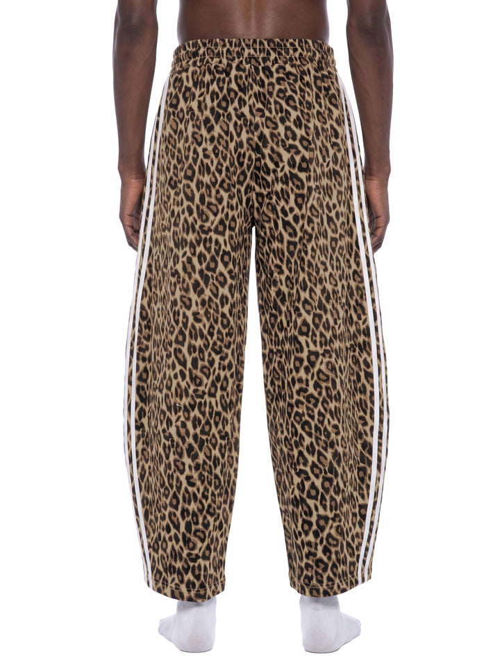 men brand Leopard Barrel Leg Sweatpants