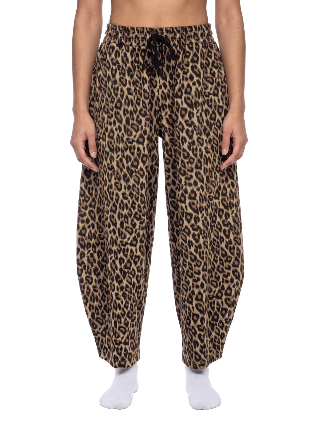 men brand Leopard Barrel Leg Sweatpants