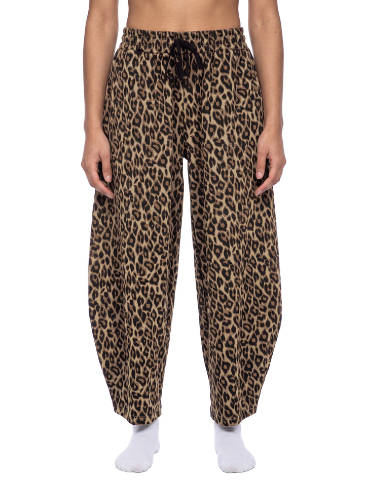 men brand Leopard Barrel Leg Sweatpants