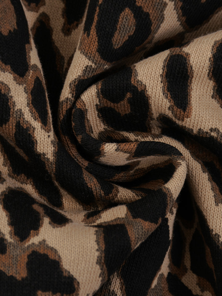 men brand Leopard Barrel Leg Sweatpants