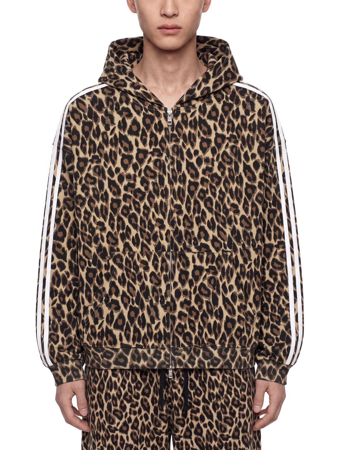 men brand Leopard Full Zip Hoodie