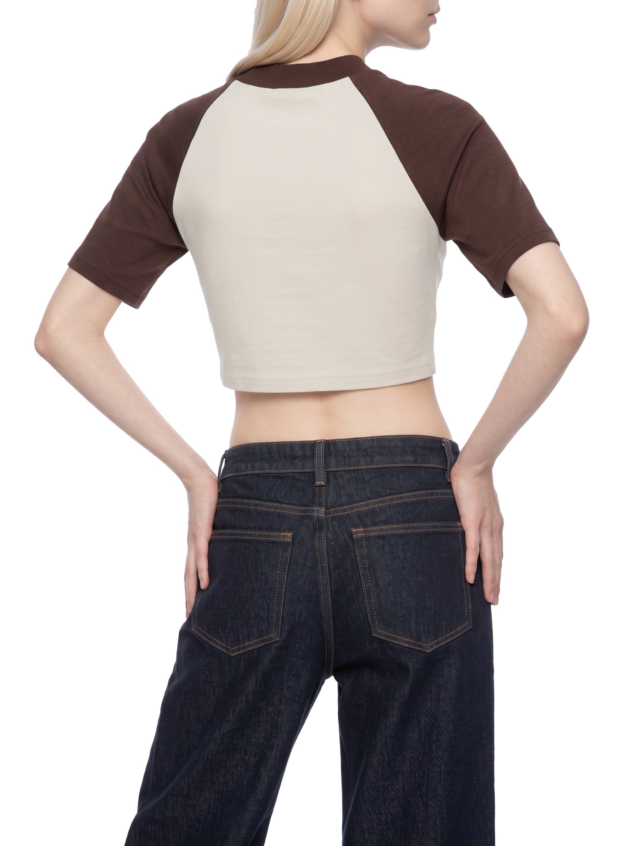 Women’s  brand Color Block Raglan Crop T-Shirt