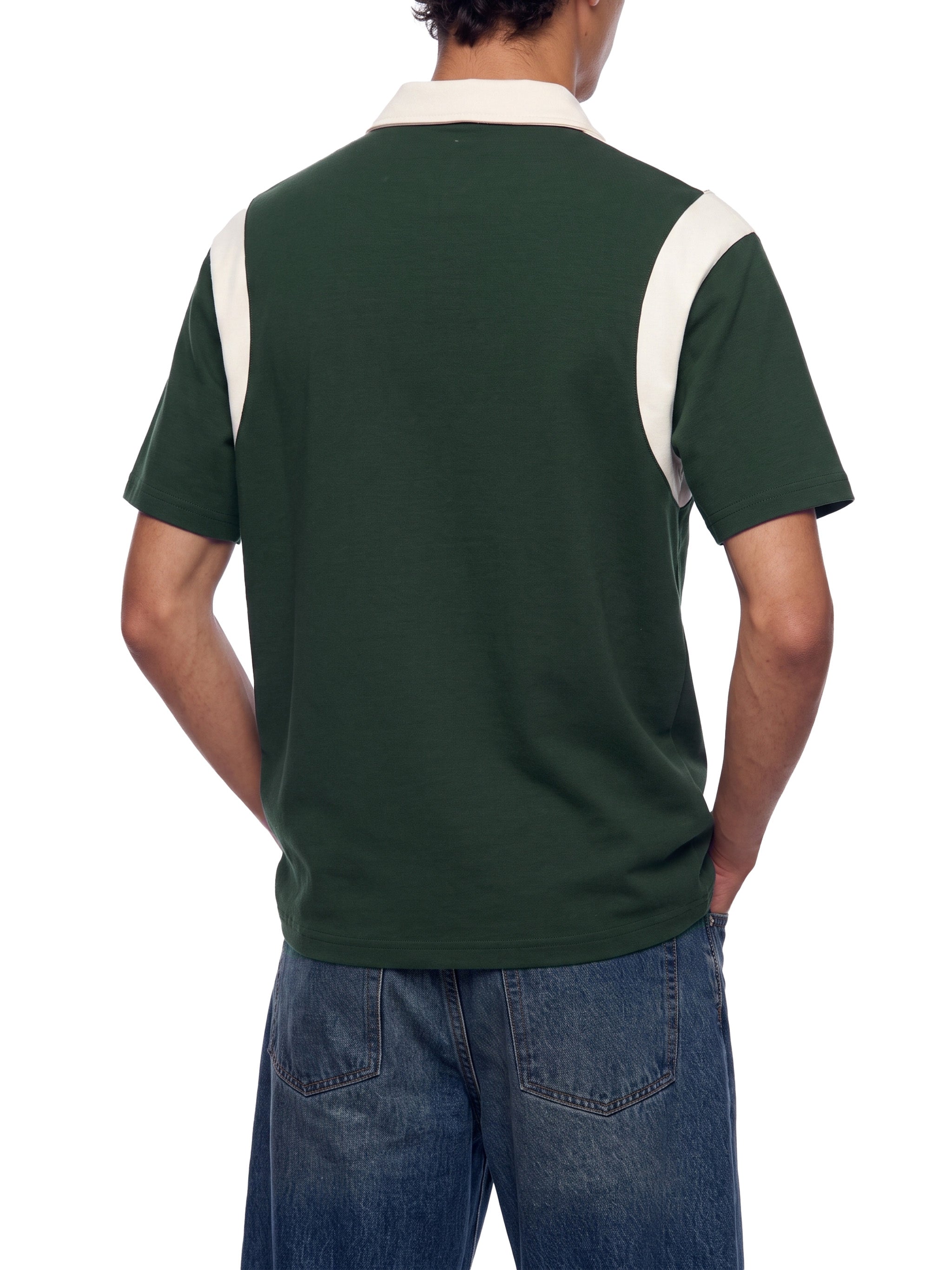 men brand Unisex Color Block Quarter Zip Polo Shirt