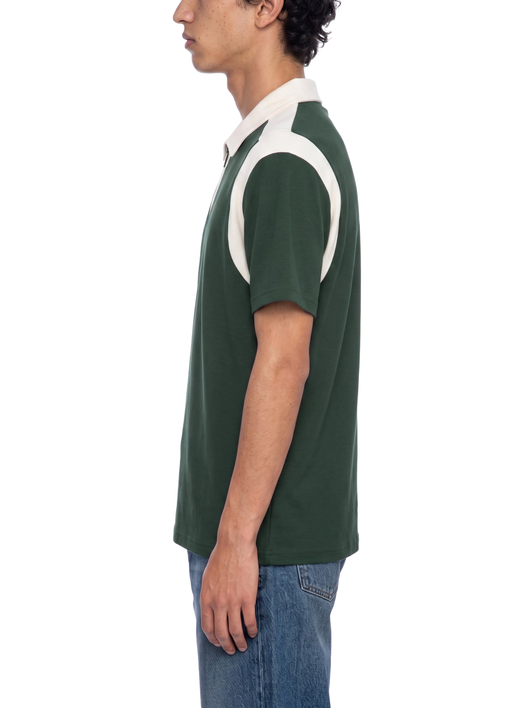 men brand Unisex Color Block Quarter Zip Polo Shirt