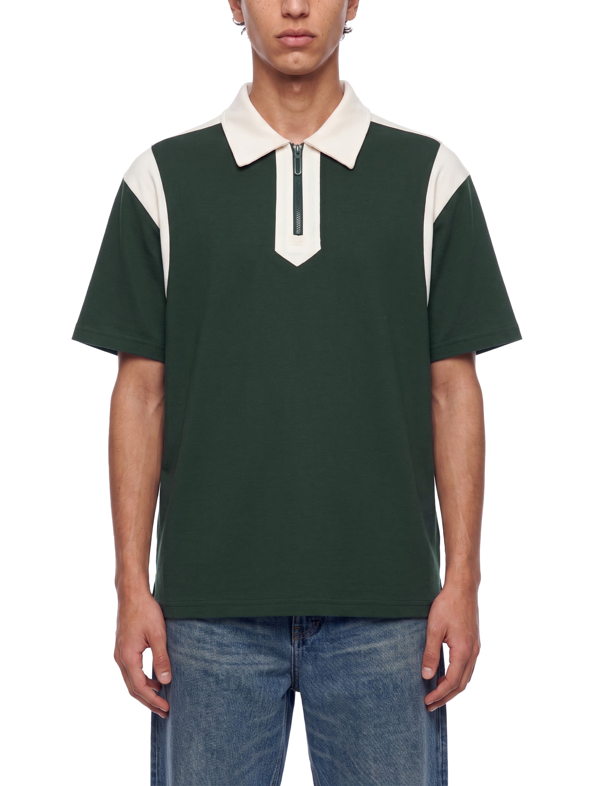 men brand Unisex Color Block Quarter Zip Polo Shirt