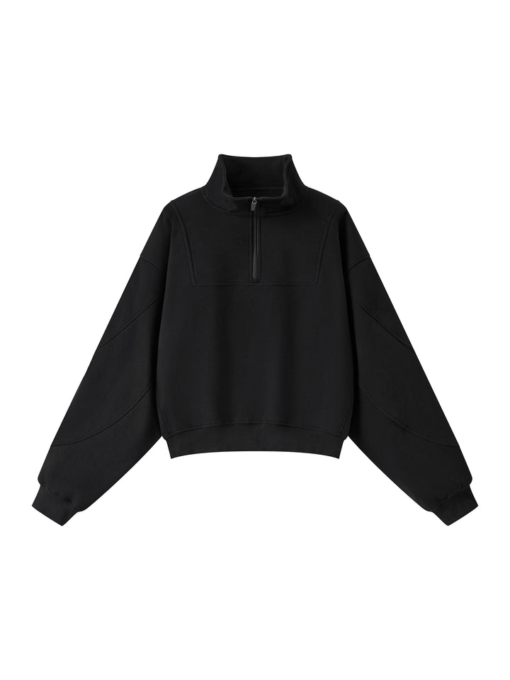 Women HODDIES Loose Fleece Quarter-Zip Sweatshirt