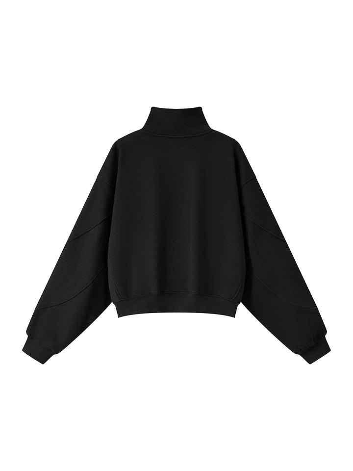 Women HODDIES Loose Fleece Quarter-Zip Sweatshirt