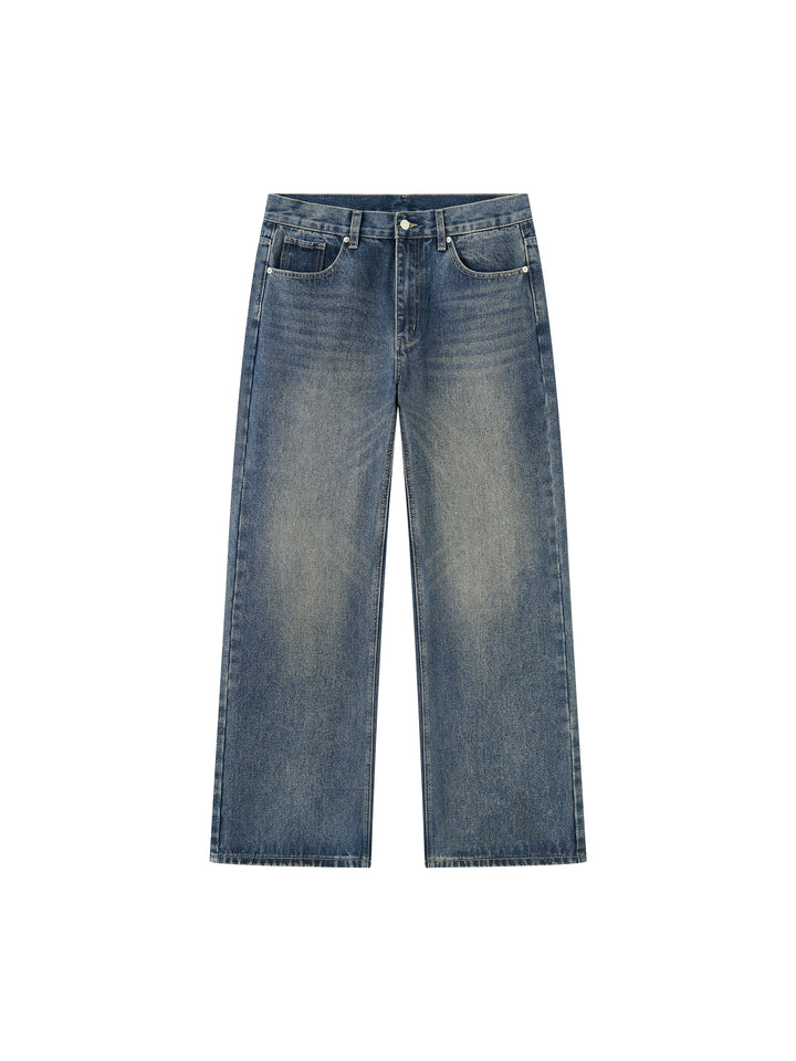 Men’s brand Vintage Wash Straight Leg Denim Jeans