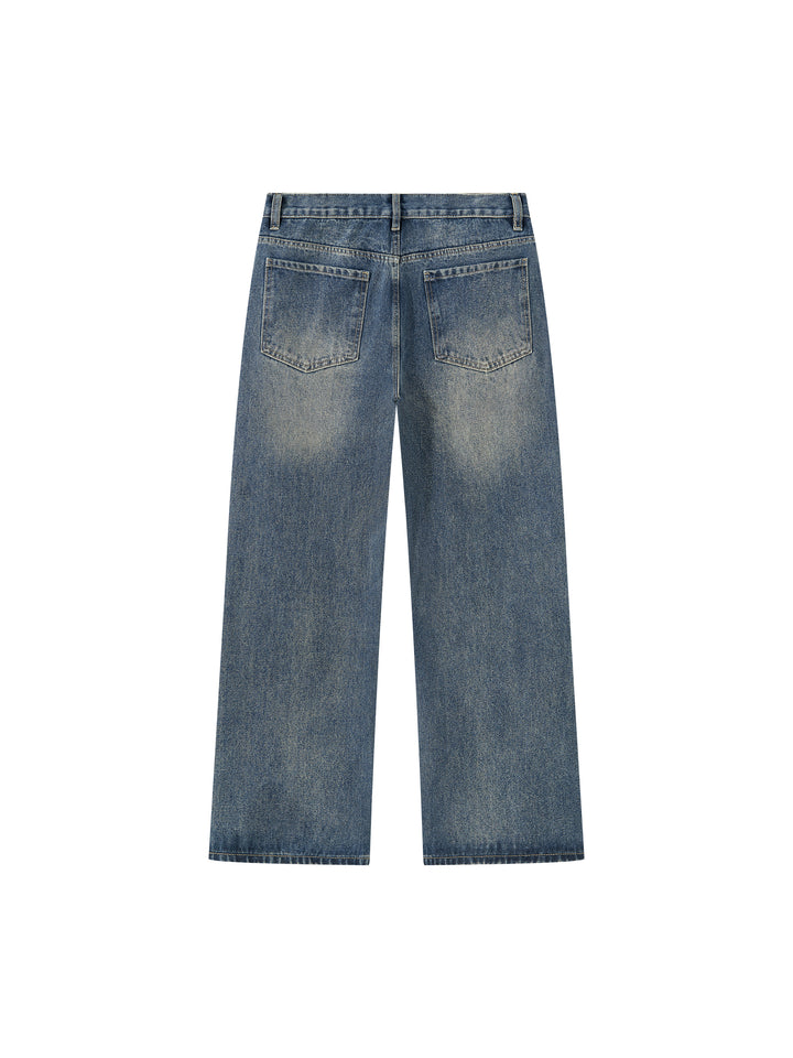 Men’s brand Vintage Wash Straight Leg Denim Jeans