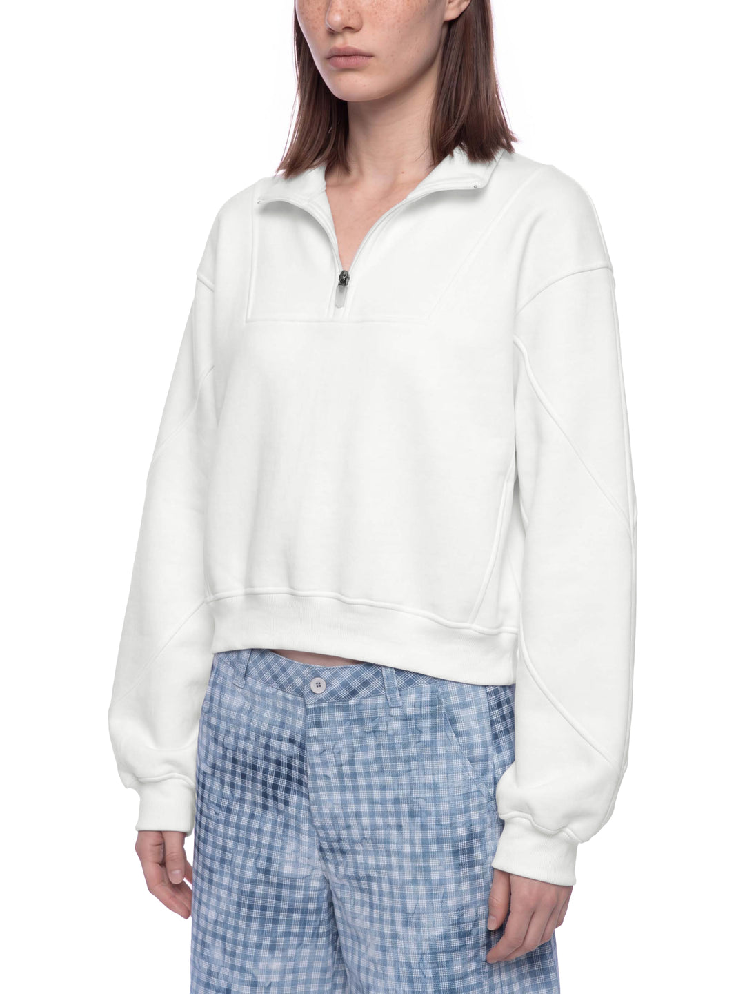 Women HODDIES Loose Fleece Quarter-Zip Sweatshirt