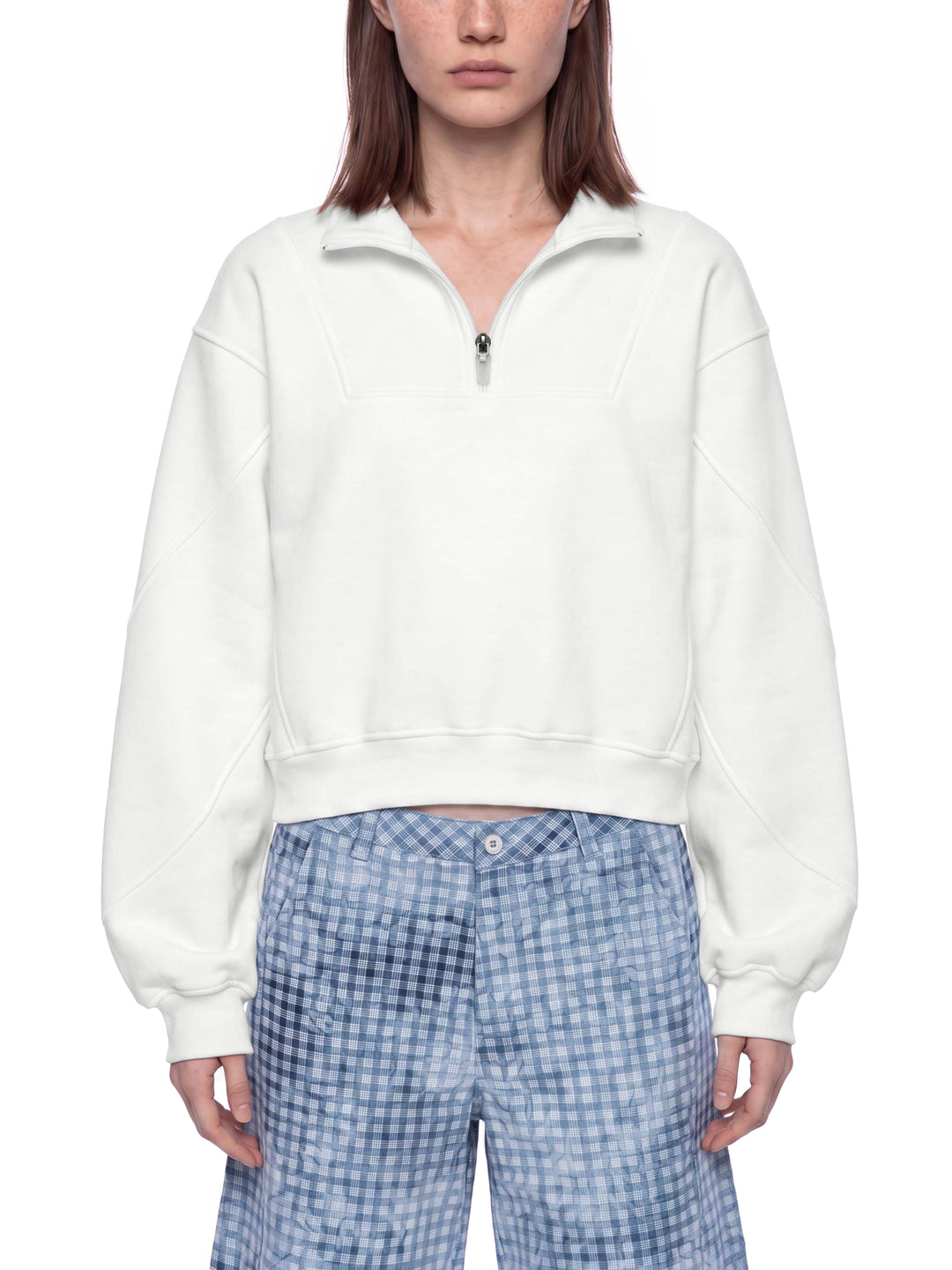 Women HODDIES Loose Fleece Quarter-Zip Sweatshirt