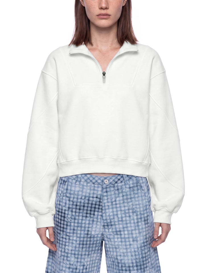 Women HODDIES Loose Fleece Quarter-Zip Sweatshirt