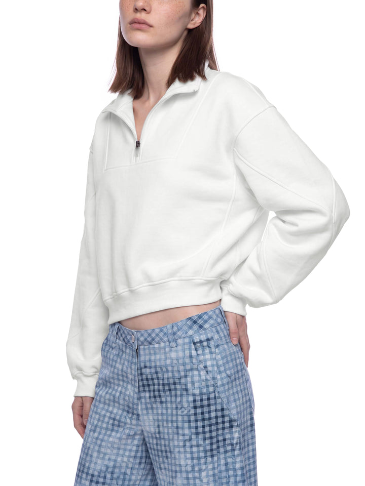 Women HODDIES Loose Fleece Quarter-Zip Sweatshirt