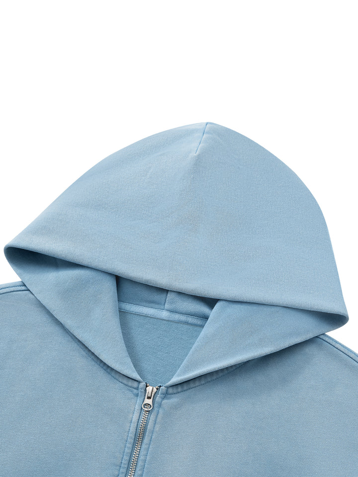 men hoddies Unisex Mineral Wash Boxy Full Zip Hoodie