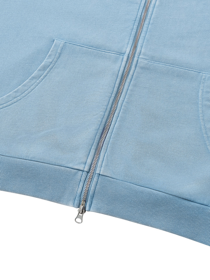 men hoddies Unisex Mineral Wash Boxy Full Zip Hoodie