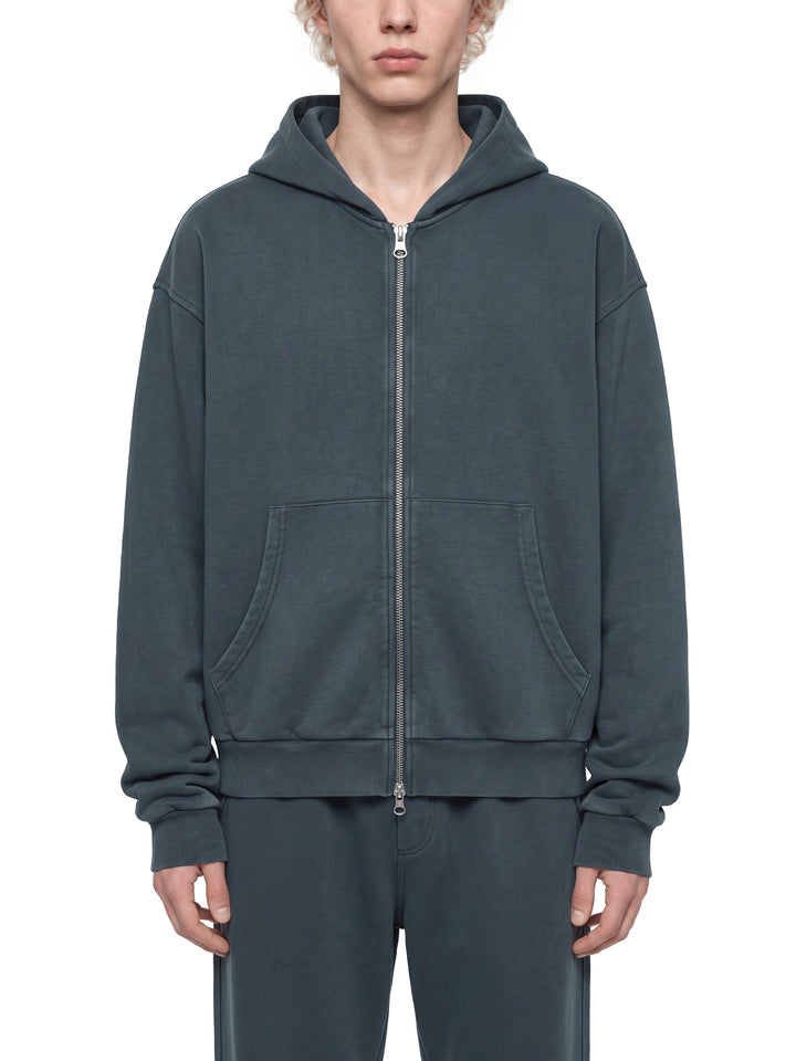 men hoddies Unisex Mineral Wash Boxy Full Zip Hoodie