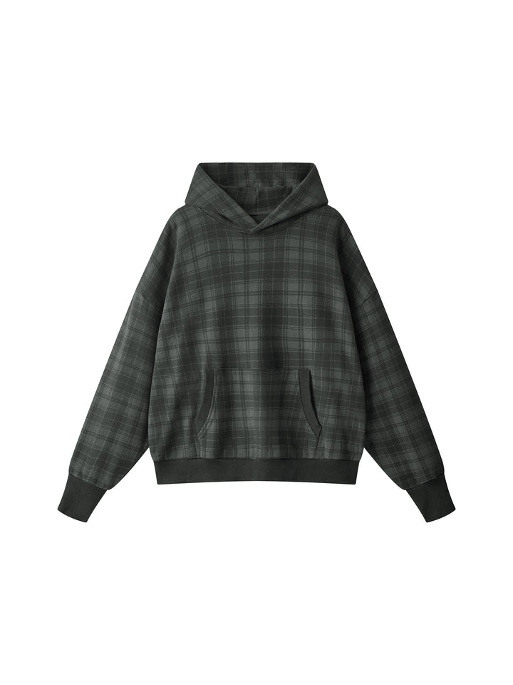 Unisex Plaid Color Block Hoodie