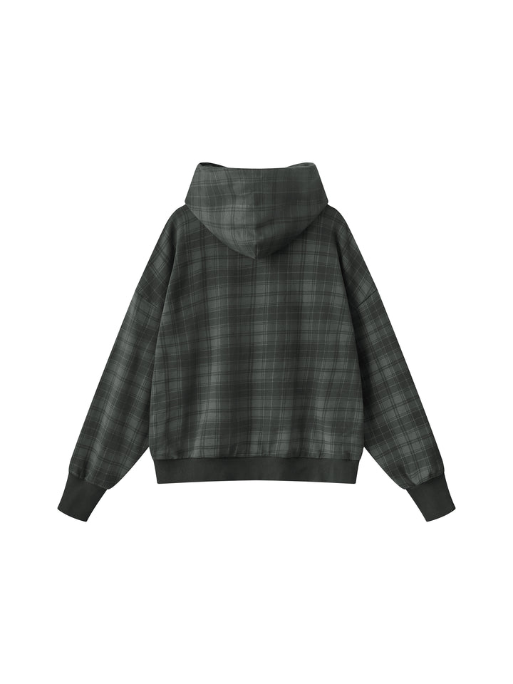 Unisex Plaid Color Block Hoodie