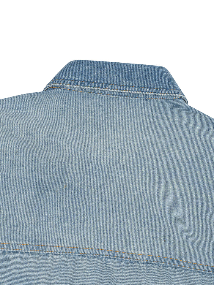 WOMEN TSHIRT  Vintage Wash Boxy Short Denim Shirt
