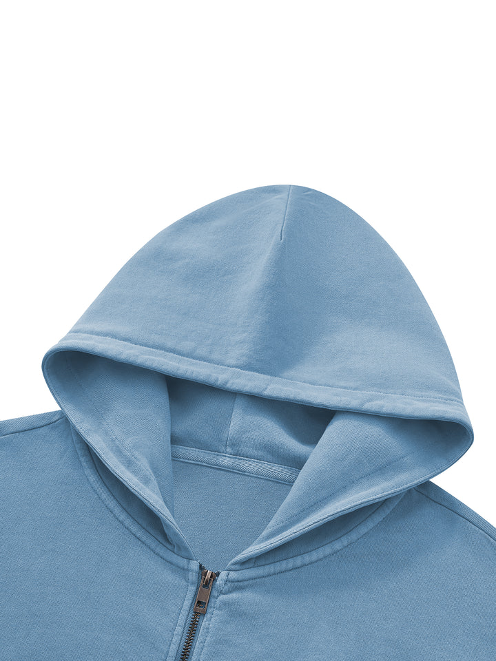 WOMEN HODDIES  Vintage Wash Boxy Full Zip Hoodie