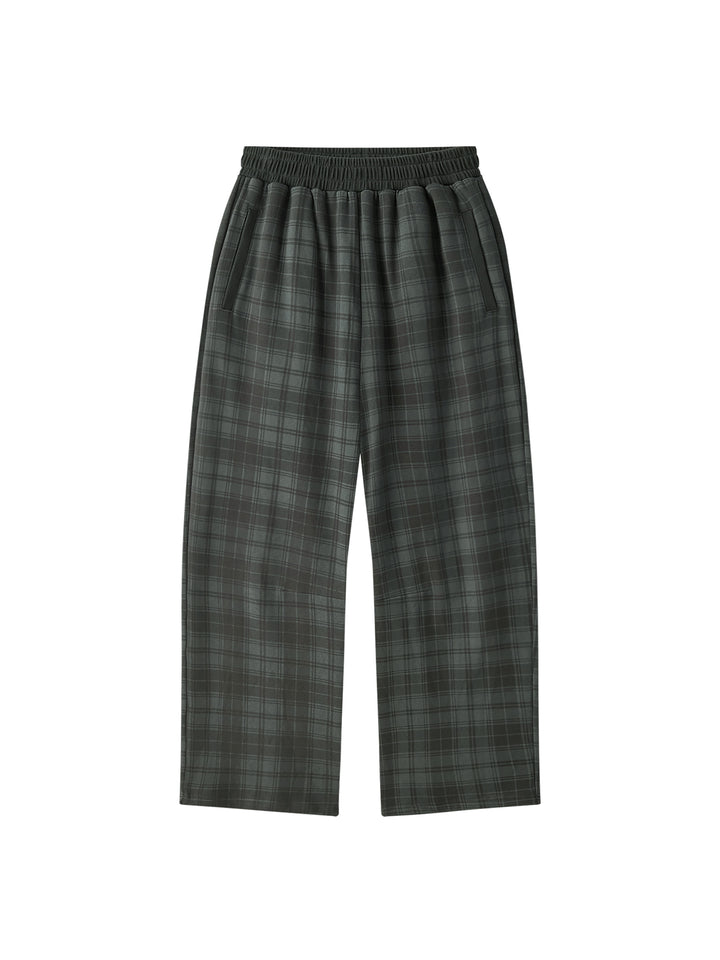 women pent Unisex Plaid Straight Leg Pants