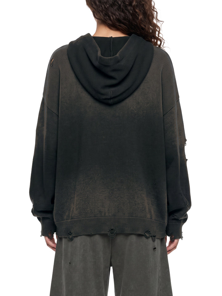 WOMEN HODDIES  Distressed Full Zip Sweater